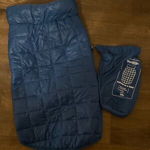 Good2Go Navy Dog SIZE LARGE puffer jacket with Storage Pouch